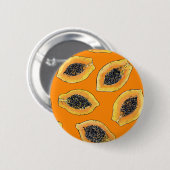 Papaya plakjes op sinaasappel ronde button 5,7 cm (Voorkant /achterkant)
