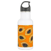 Papaya plakjes op sinaasappel waterfles  (Voorkant)