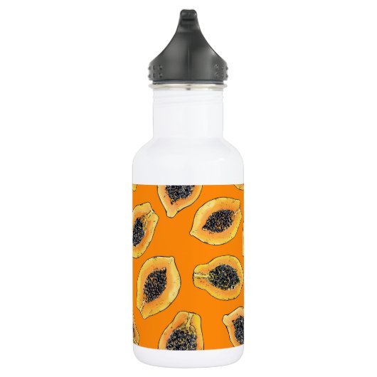 Papaya plakjes op sinaasappel waterfles  (Rechts)