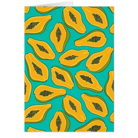 Papaya plakjes op turquoise (Voorkant)
