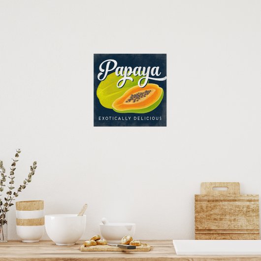 Papaya  Poster op het etiket van vruchten (Keuken)