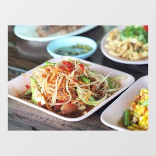 Papaya Salade Isaan Eten Thais Restaurant Raamsticker