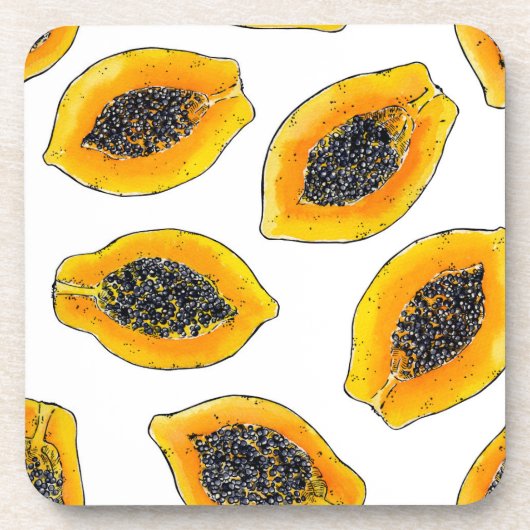 Papaya snijdsels bier onderzetter (Voorkant)
