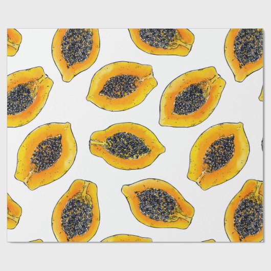 Papaya snijdsels cadeaupapier (Vlak)
