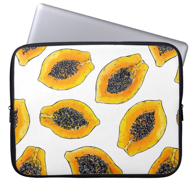 Papaya snijdsels laptop sleeve (Voorkant)