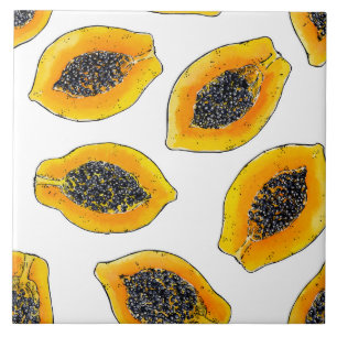 Papaya snijdsels tegeltje