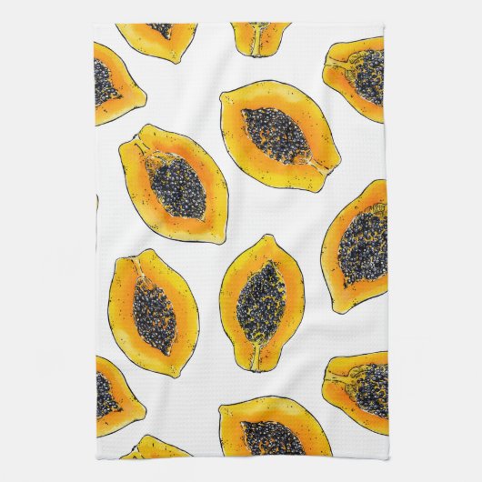 Papaya snijdsels theedoek (Verticaal)