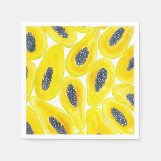 Papaya snijdt waterverf servet (Voorkant)