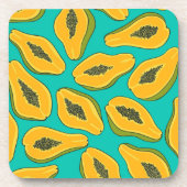 Papaya snijwonden op turquoise bier onderzetter (Voorkant)