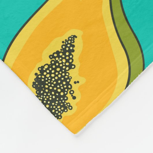 Papaya snijwonden op turquoise fleece deken (Hoek)