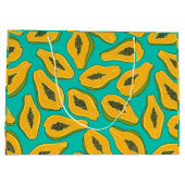 Papaya snijwonden op turquoise groot cadeauzakje (Achterkant)
