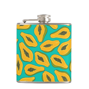 Papaya snijwonden op turquoise heupfles