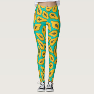 Papaya snijwonden op turquoise leggings