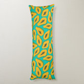 Papaya snijwonden op turquoise lichaamskussen (Achterkant (Verticaal))