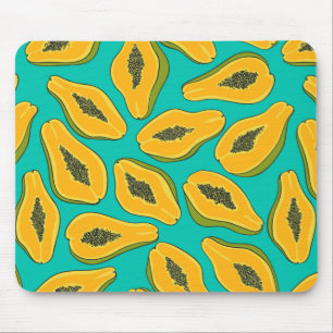 Papaya snijwonden op turquoise muismat