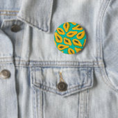 Papaya snijwonden op turquoise ronde button 5,7 cm (In situ)