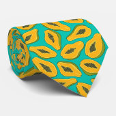 Papaya snijwonden op turquoise stropdas (Opgerold)