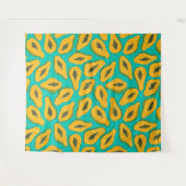 Papaya snijwonden op turquoise wandkleed (Voorkant (horizontaal))