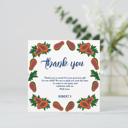 Papaya Sweet Fruit Summer Hartelijk dank Kaart (Staand voorkant)