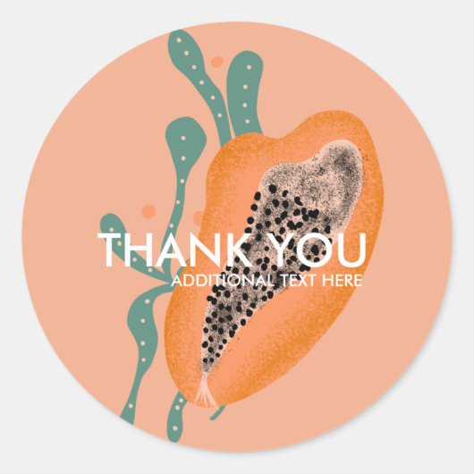 Papaya Tropical Fruit Abstract Dank je wel Ronde Sticker (Voorkant)