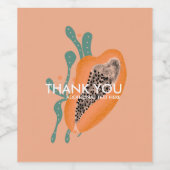 Papaya Tropical Fruit Abstract Dank je wel Wijn Etiket (Enkel label)