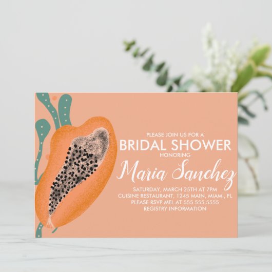 Papaya Tropical Fruit Abstract Vrijgezellenfeest Kaart (Staand voorkant)