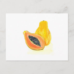 Papaya waterverf fruit tropisch exotisch Sinaasapp Briefkaart