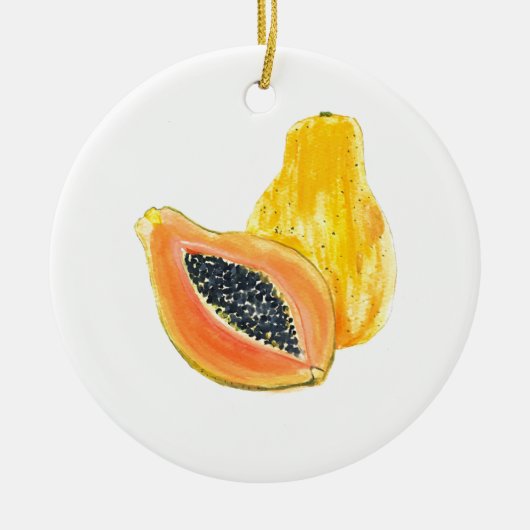 Papaya-waterverf Keramisch Ornament (Voorkant)