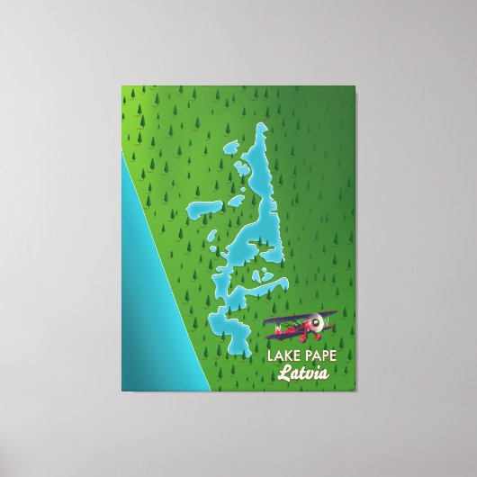 Pape-meer Letland kaart Canvas Afdruk (Voorkant)