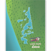 Pape-meer Letland kaart Sticker (Voorkant)
