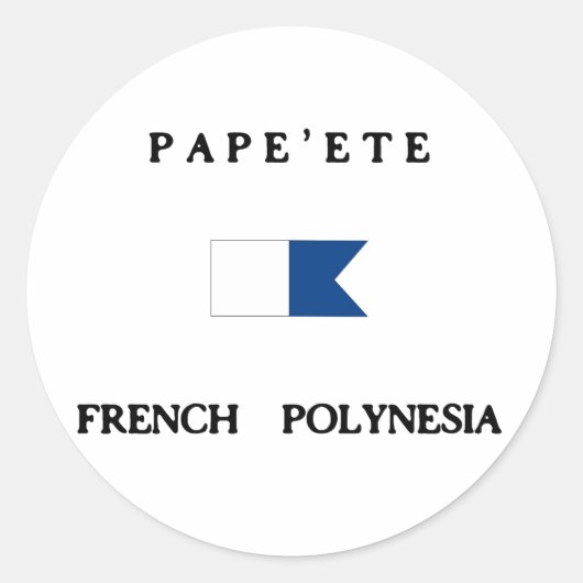Pape'ete Frans-Polynesië Alpha duik vlag Ronde Sticker (Voorkant)