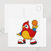 Papegaai als basketballer met basketbal briefkaart (Voorkant / Achterkant)