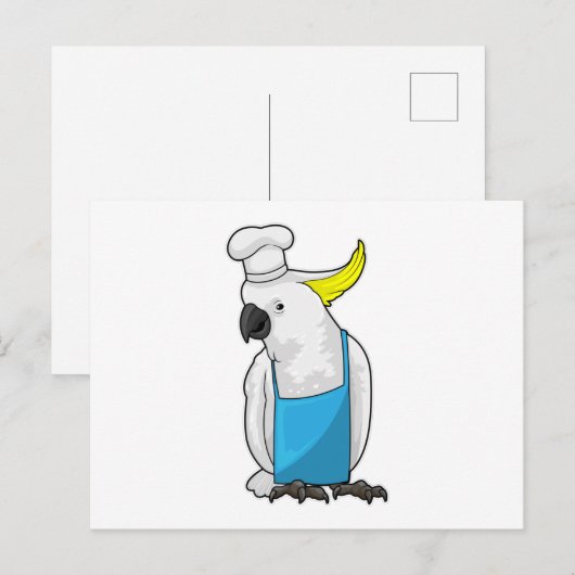 Papegaai als chef met kookmuts briefkaart (Voorkant / Achterkant)