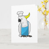 Papegaai als chef met kookmuts kaart (Gele Bloem)