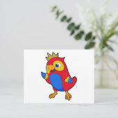 Papegaai als Koning met Kroon Briefkaart (Staand voorkant)