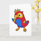 Papegaai als koning met kroon kaart (Gele Bloem)