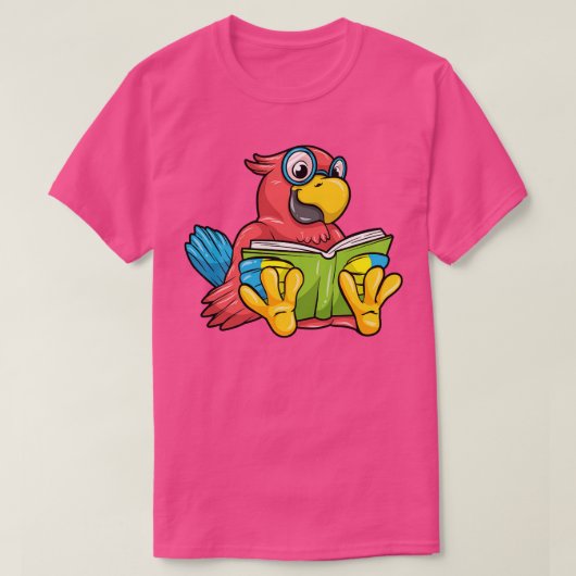 Papegaai als Nerd met Bril en Boek 1 T-shirt (Design voorkant)
