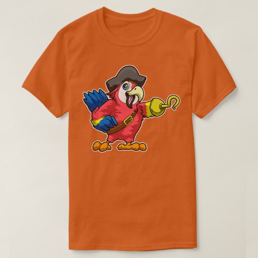 Papegaai als piraat met Haak hand Piraat pet T-shirt (Design voorkant)
