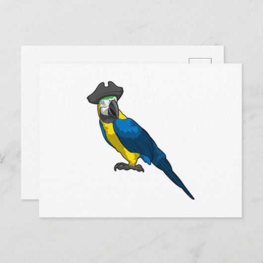 Papegaai als Piraat met Hoed Briefkaart (Voorkant / Achterkant)