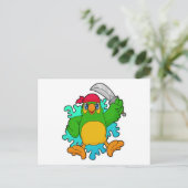 Papegaai als piraat met zwaard briefkaart (Staand voorkant)