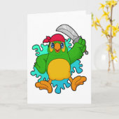 Papegaai als piraat met zwaard kaart (Gele Bloem)