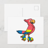 Papegaai als skater met rollerschaatsen briefkaart (Voorkant / Achterkant)
