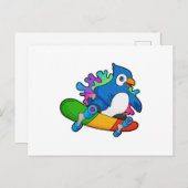 Papegaai als skater met skateboard briefkaart (Voorkant / Achterkant)