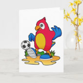 Papegaai als voetballer met voetbal kaart (Gele Bloem)