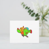 Papegaai als wandelaar met rugzak briefkaart (Staand voorkant)