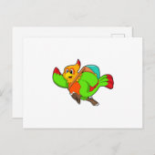 Papegaai als wandelaar met rugzak briefkaart (Voorkant / Achterkant)