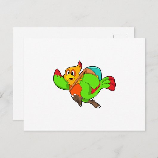 Papegaai als wandelaar met rugzak briefkaart (Voorkant / Achterkant)