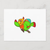 Papegaai als wandelaar met rugzak briefkaart (Voorkant)