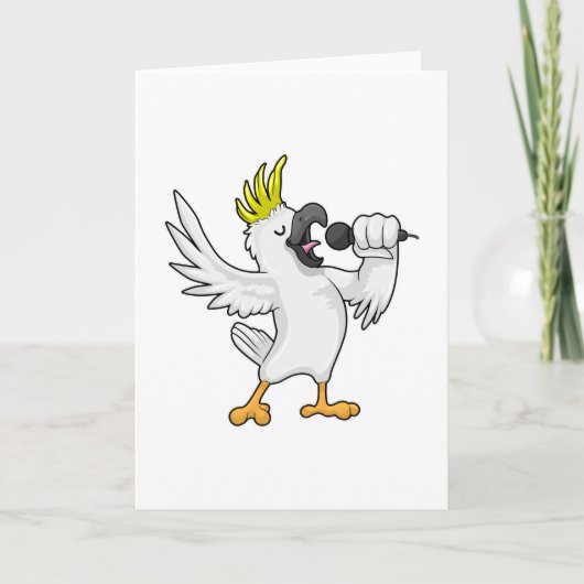 Papegaai als zanger met microfoon kaart (Voorkant)