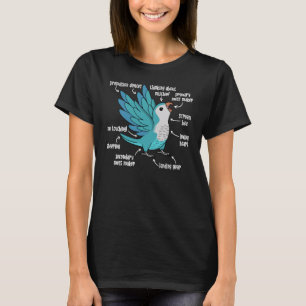 Papegaai Anatomie I Blauw Monk Parkiet Quaker T-shirt